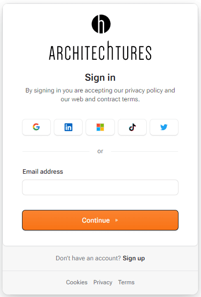 Login Page of ARCHITEChTURES