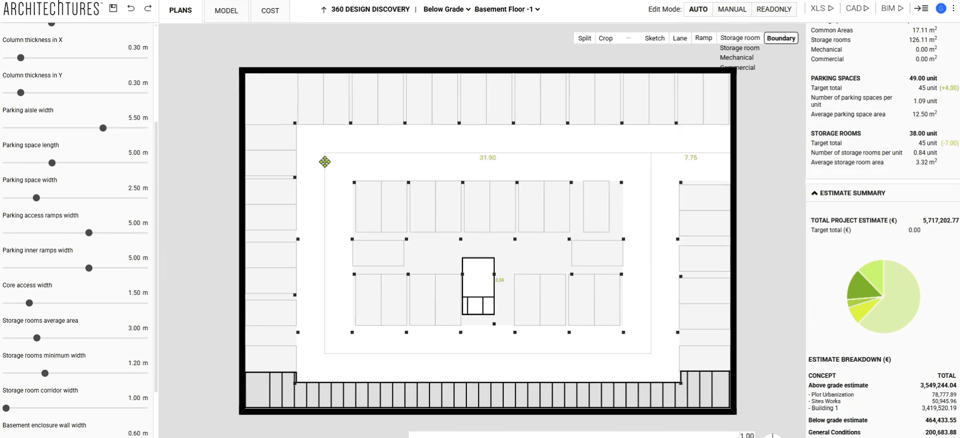 parking and storage rooms
