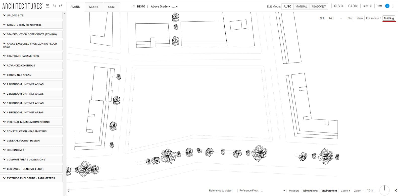 Root level in plan view