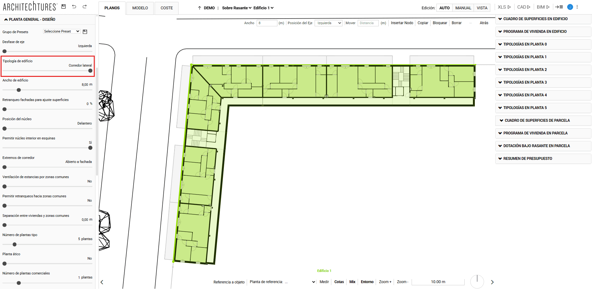 Corredor lateral en ARCHITEChTURES