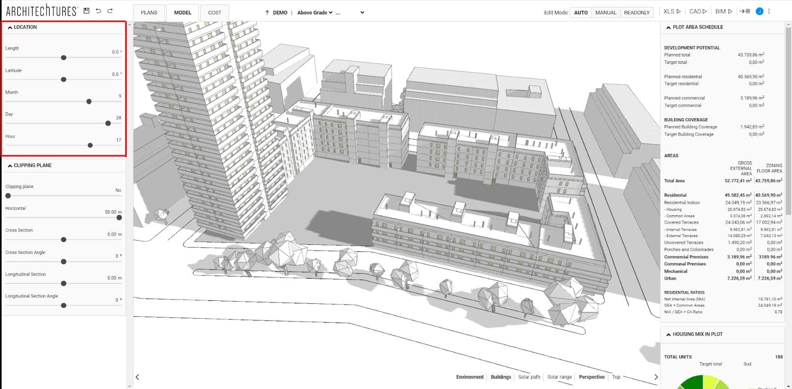 Location tab in the model view of ARCHITEChTURES