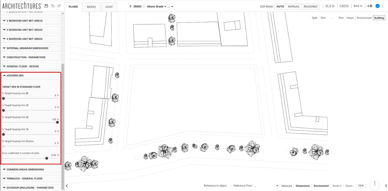 Target program slider in the input panel of ARCHITEChTURES