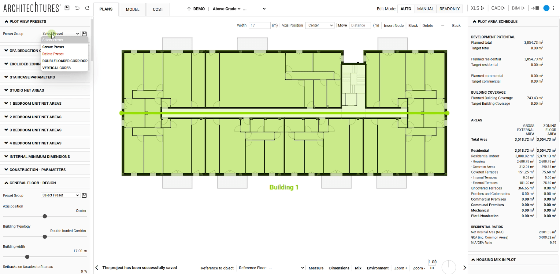 Create presets in ARCHITEChTURES