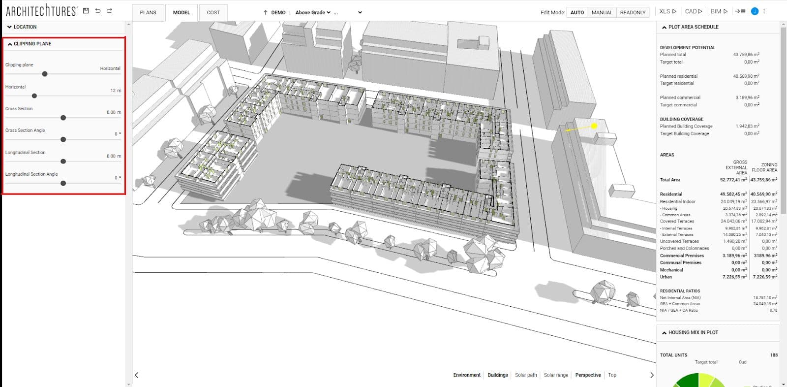 Section tab in the model view of ARCHITEChTURES