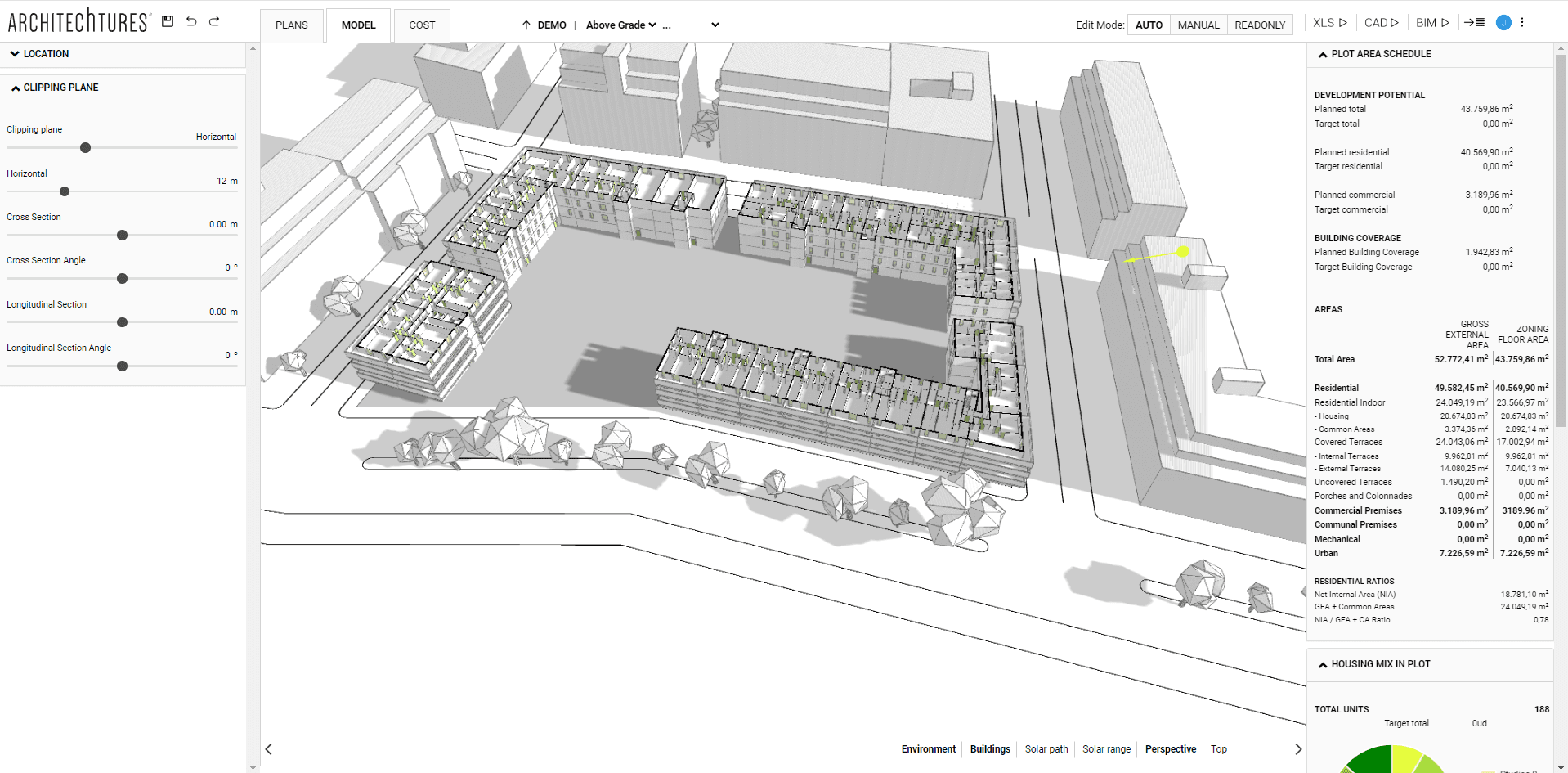 Horizontal section tool in ARCHITEChTURES