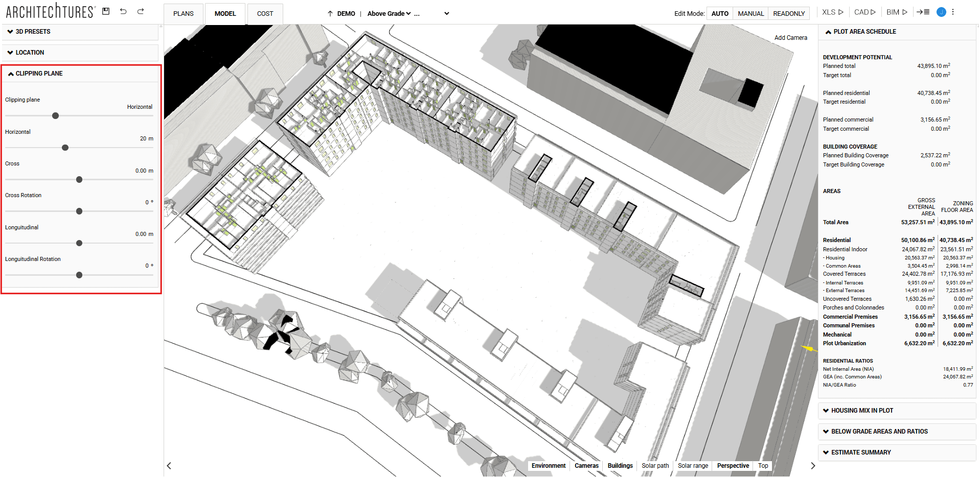 Section tab in the model view of ARCHITEChTURES