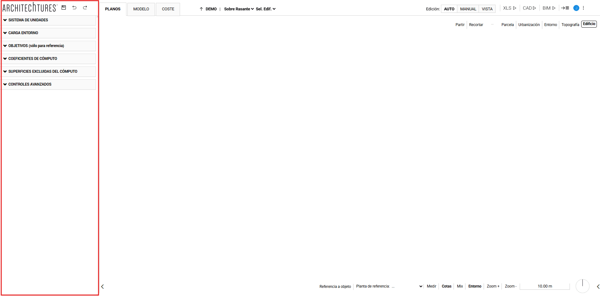 Panel de Input en el editor de ARCHITEChTURES