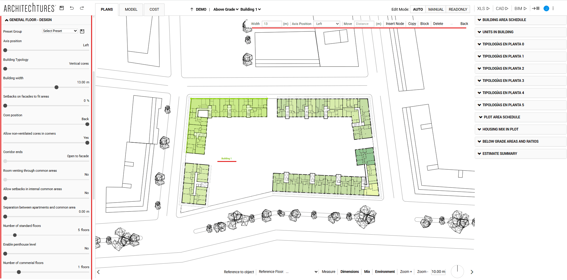 Editing with the building axis in ARCHITEChTURES