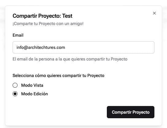 Página compartir proyecto de ARCHITEChTURES