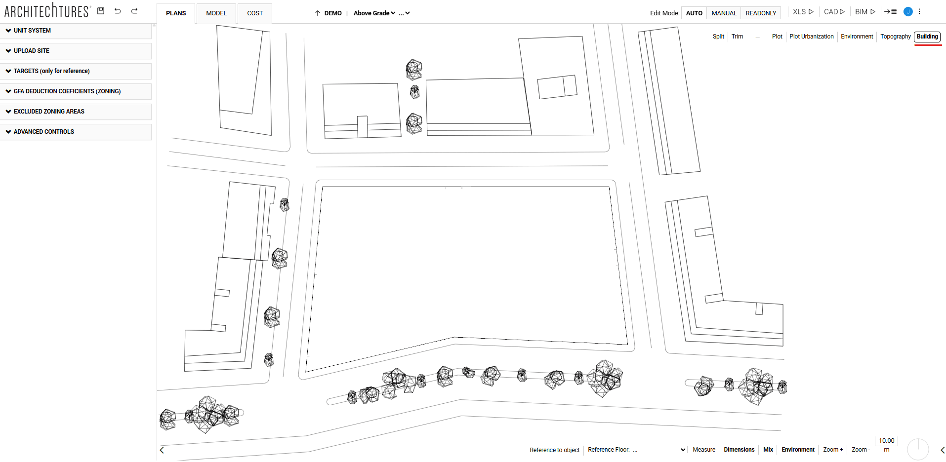 Root level in plan view