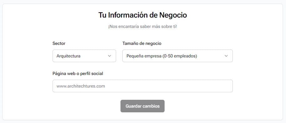 Datos de negocio del usuario en ARCHITEChTURES
