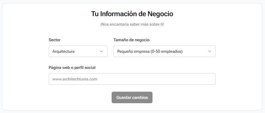 Datos de negocio del usuario en ARCHITEChTURES