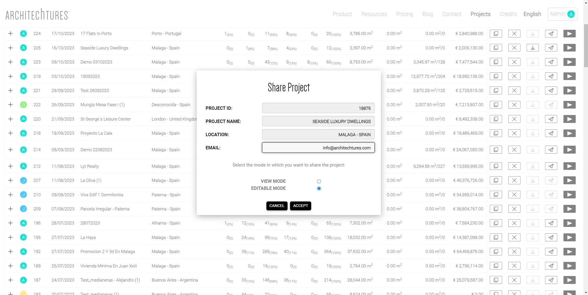 Sharing a design in ARCHITEChTURES