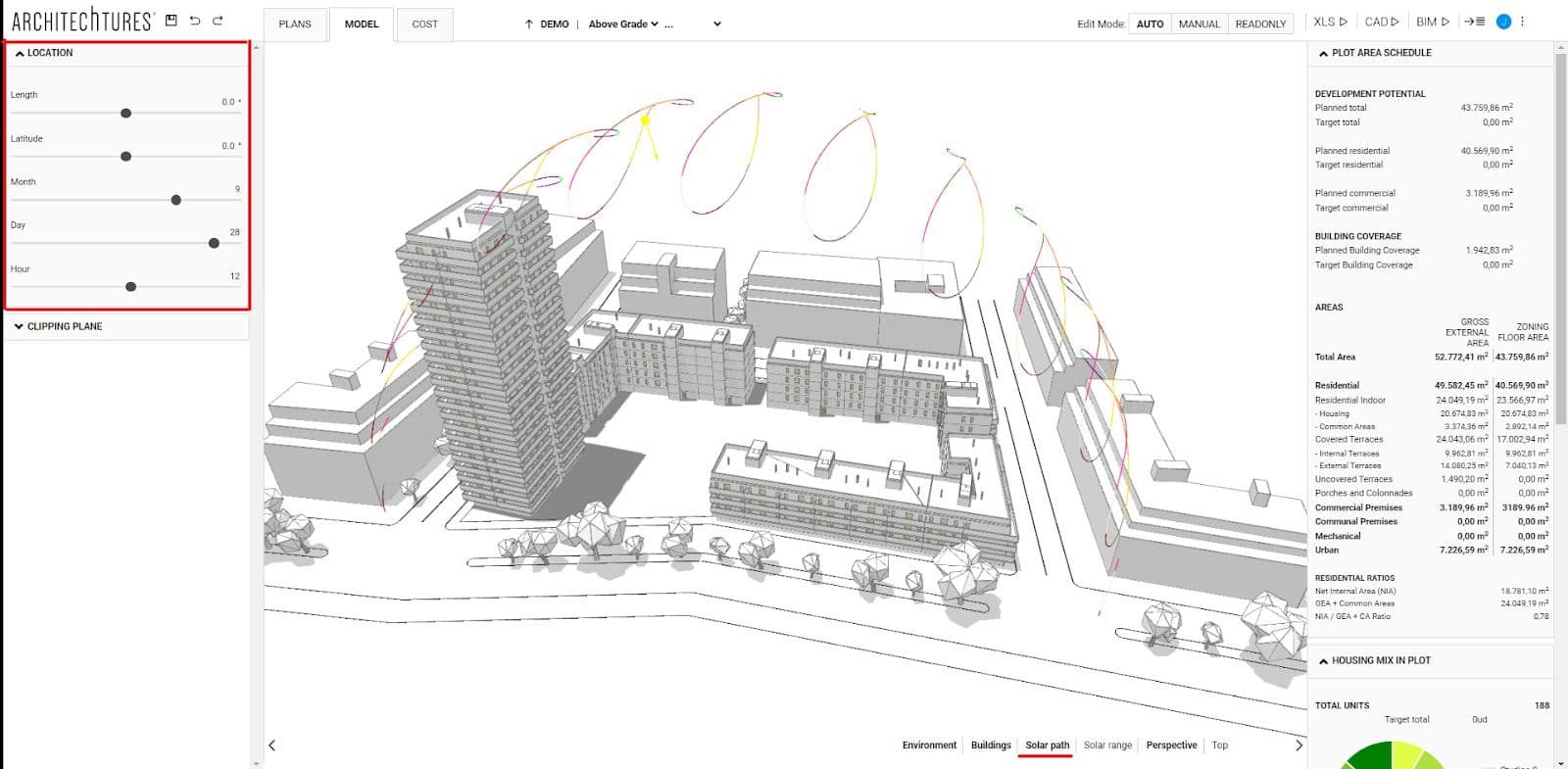 Solar path visualization in ARCHITEChTURES