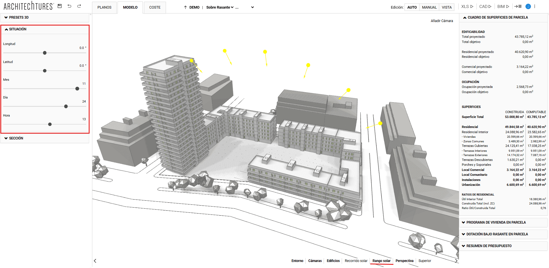 Visualización del Rango Solar en ARCHITEChTURES