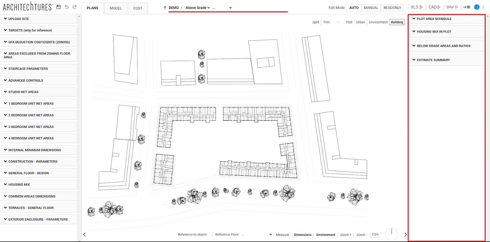 Data panel in the ARCHITEChTURES editor