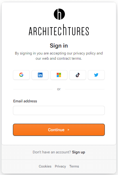 Login Page of ARCHITEChTURES