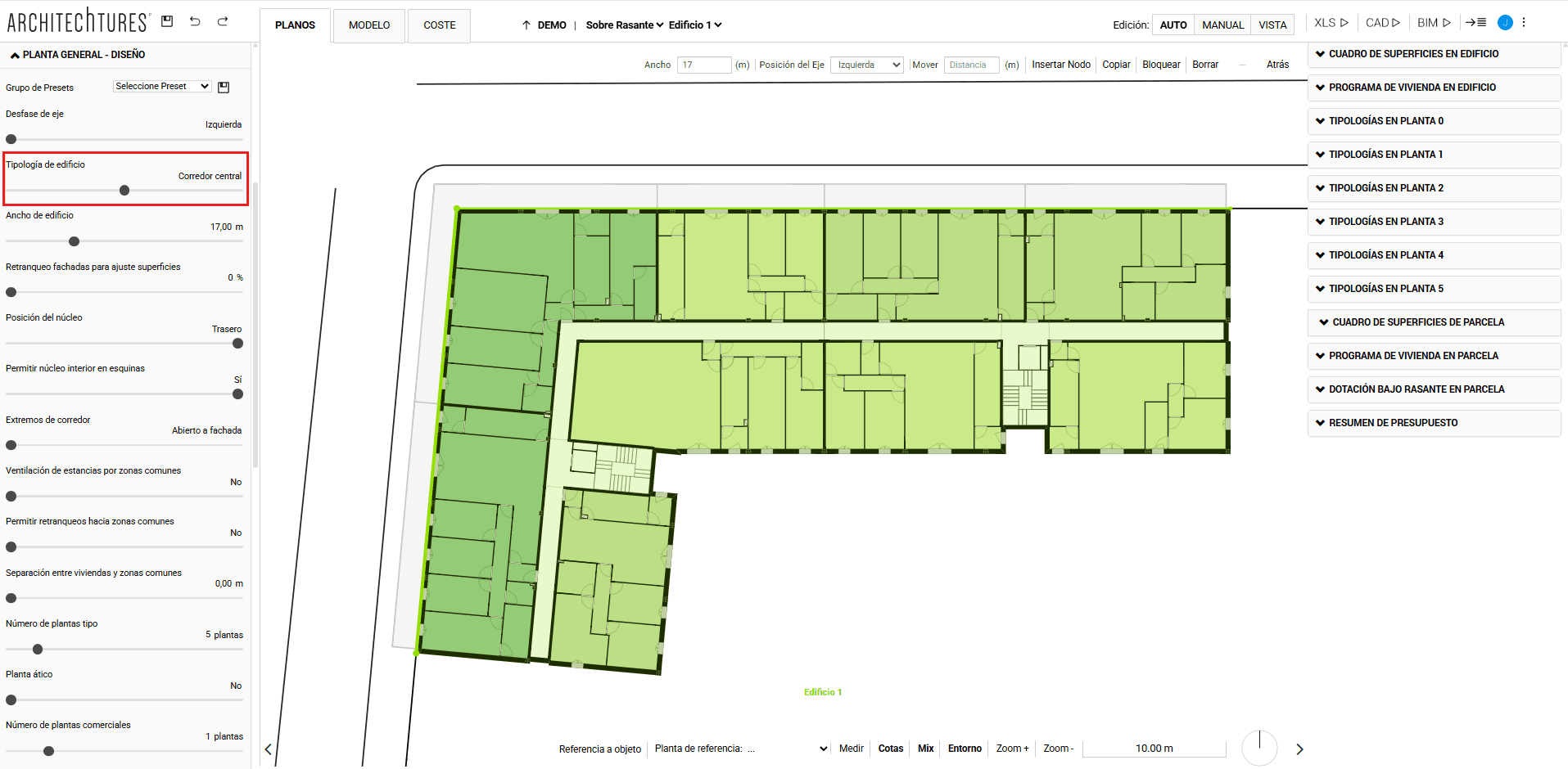 Corredor central en ARCHITEChTURES
