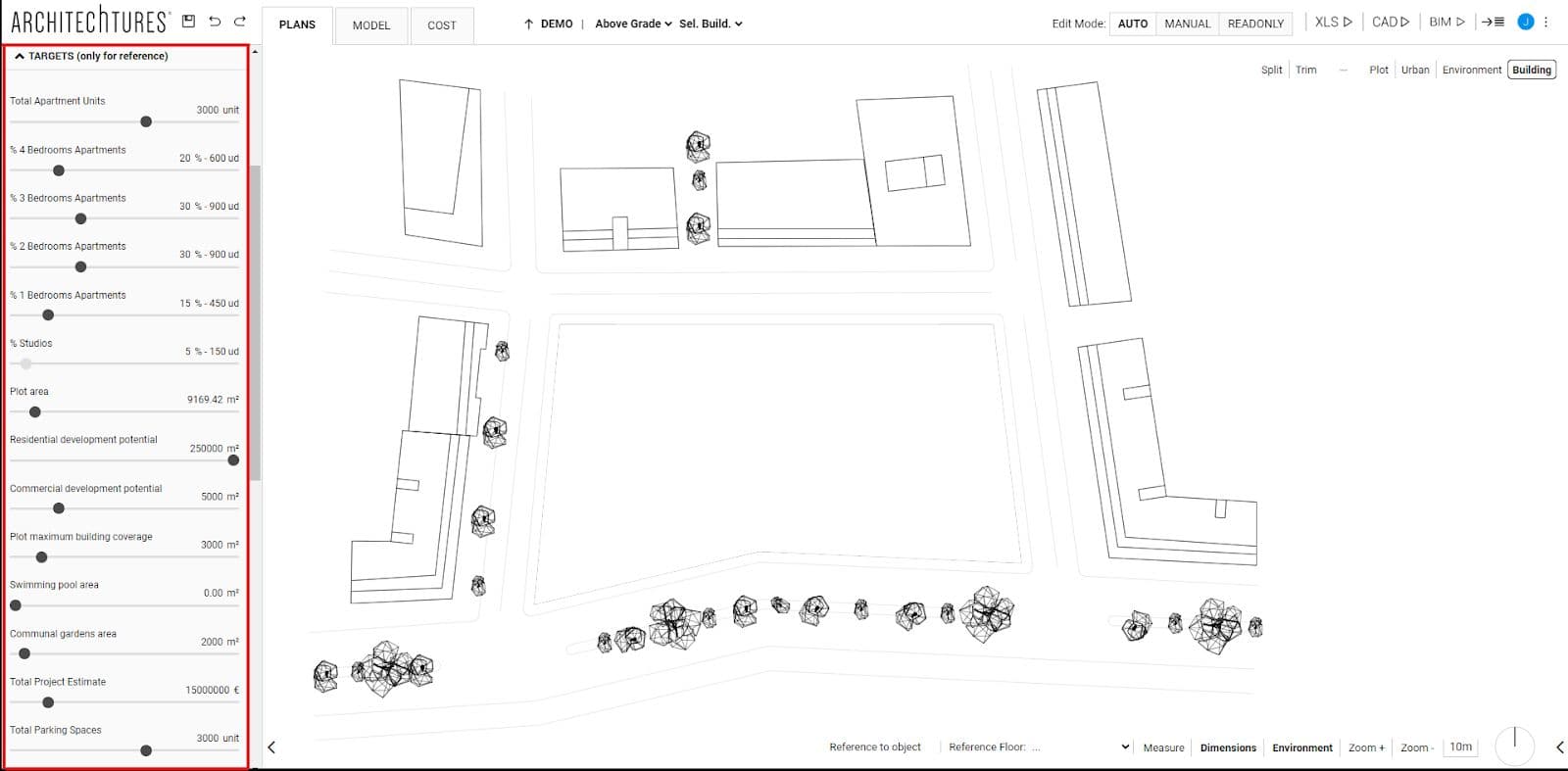 Targets slider in the input panel of ARCHITEChTURES