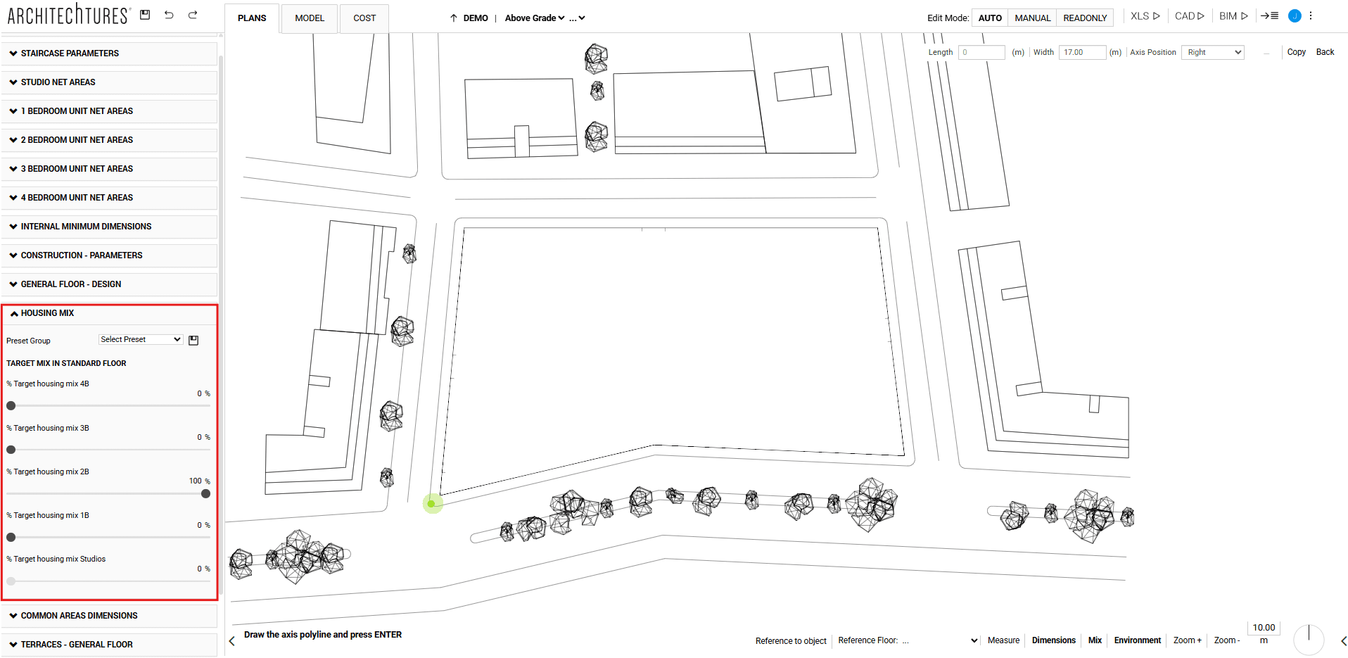 Target program slider in the input panel of ARCHITEChTURES