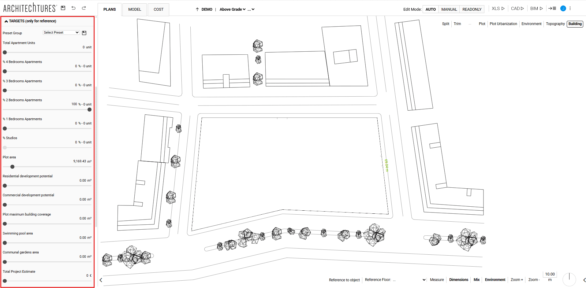 Targets slider in the input panel of ARCHITEChTURES