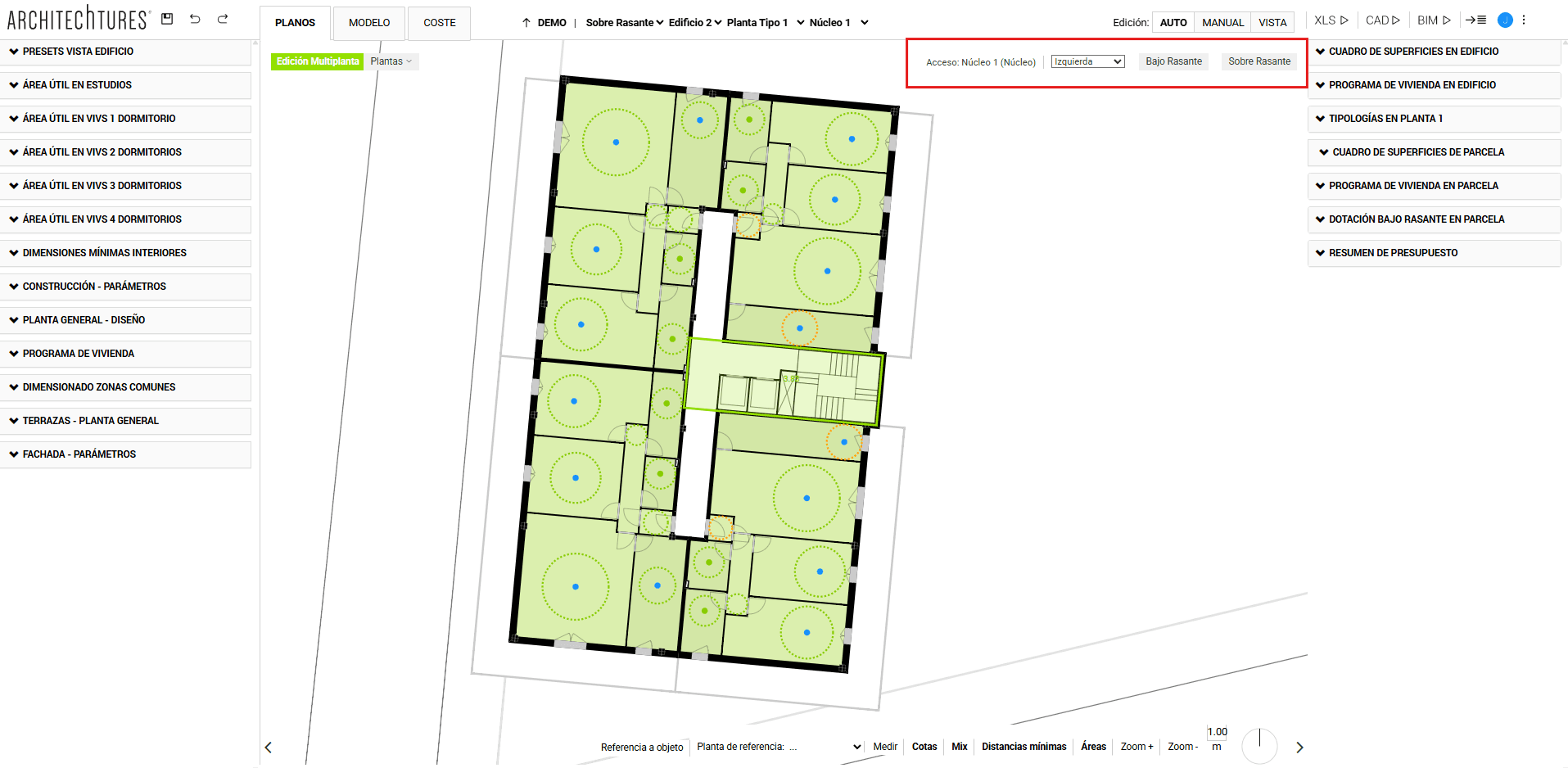 Relación entre el aparcamiento y el edificio en ARCHITEChTURES