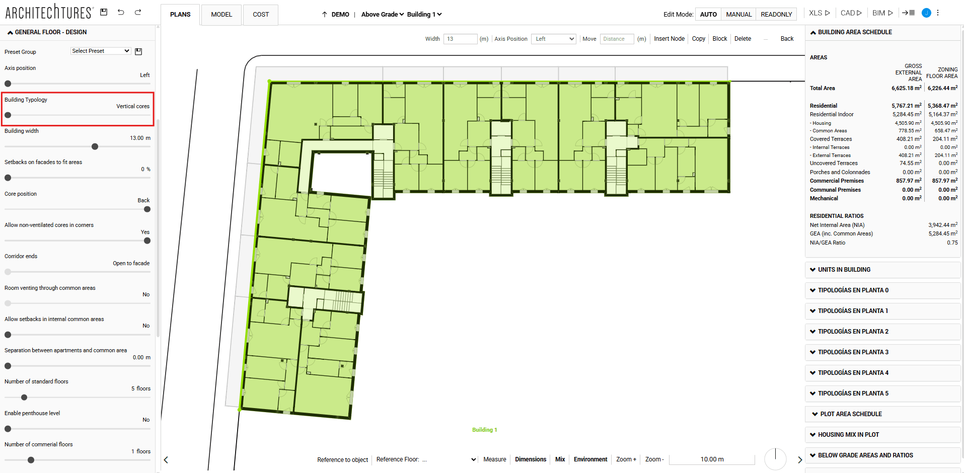 Vertical cores in ARCHITEChTURES