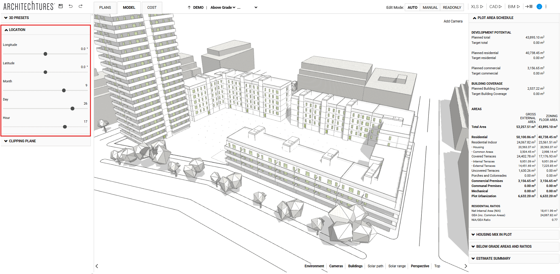 Location tab in the model view of ARCHITEChTURES
